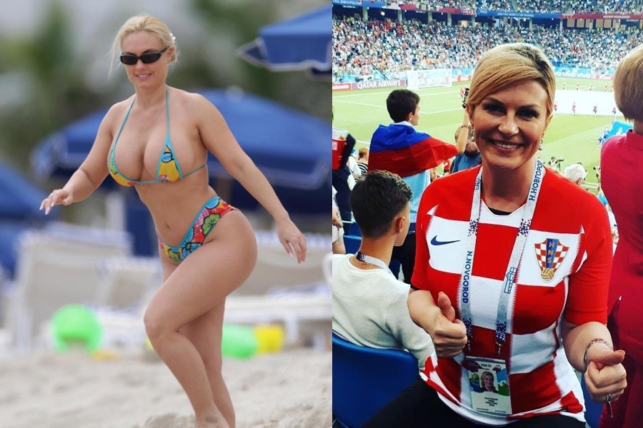 Αριστερά η  Coco Austin δεξιά η πρόεδρος της Κροατίας 