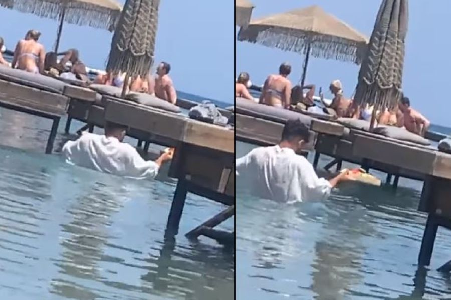 Ξανά viral για λάθος λόγο το beach bar με το γκαρσόνι που σέρβιρε στη θάλασσα (pic)