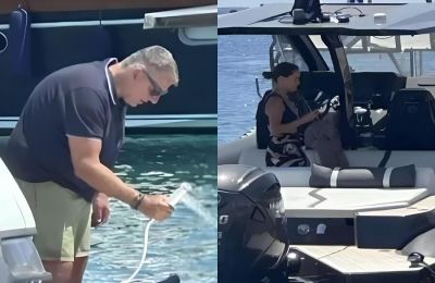 Το ζευγάρι έκανε προετοιμασίες στο σκάφος του παρουσιαστή, πριν αναχωρήσουν για τον προορισμό τους