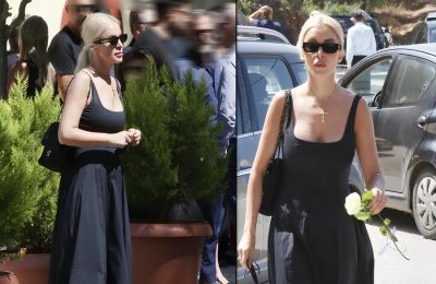 Συντετριμμένη η Καινούργιου στην κηδεία της φίλης της, Αλεξάνδρας Νικολαΐδου