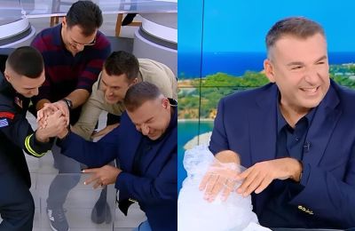 Ο Γιώργος Λιάγκας θέλησε να «κοντράρει» τον πρωταθλητή του μπρα ντε φερ και τελικά κατέληξε με το χέρι στον πάγο!