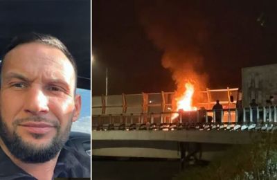 Χαρτονομίσματα ρουβλίων σκορπισμένα στο οδόστρωμα μετά το τροχαίο