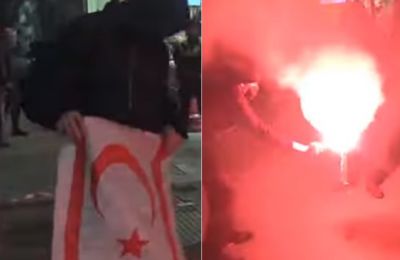 Κύπριοι έκαψαν σημαία του ψευδοκράτους στη Θεσσαλονίκη (ΒΙΝΤΕΟ)