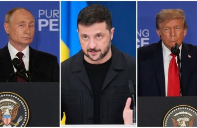 Ο Βλαντιμίρ Πούτιν, ο Βολοντίμιρ Ζελένσκι και ο Ντόναλντ Τραμπ