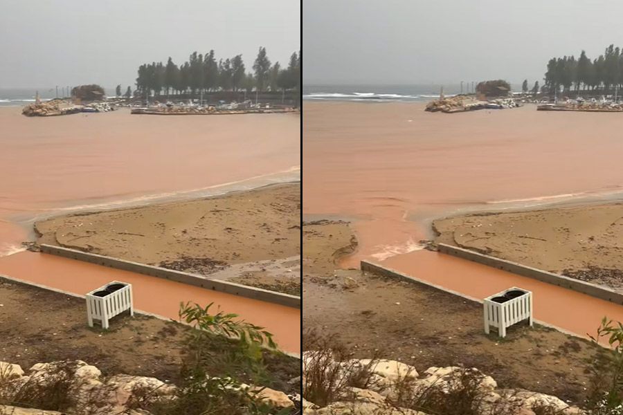 Κακοκαιρία Byron: Τα νερά πασίγνωστης θάλασσας «βάφτηκαν» κόκκινα