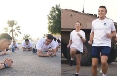 Ο Μακρόν γυμνάζεται με Γάλλους στρατιώτες στο Άμπου Ντάμπι – Ανακοίνωσε αγορά νέου αεροπλανοφόρου «Μεγάλη τιμή να μοιραζόμαστε αυτές τις στιγμές με το στρατιωτικό μας προσωπικό»