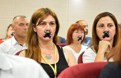 Φωτογραφία από παλαιότερη διαμαρτυρία Τουρκοκύπριων δημοσιογράφων 