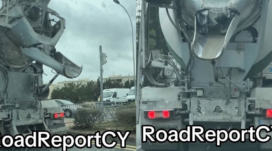 Μπετονιέρα κυκλοφορούσε και «έριχνε» μπετόν στο οδόστρωμα (ΒΙΝΤΕΟ)