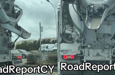 Φορτηγό μπετονιέρας «έριχνε» μπετόν στο οδόστρωμα (ΒΙΝΤΕΟ)