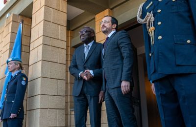 Ο πρόεδρος Χριστοδουλίδης με τον ειδικό αντιπρόσωπο του γενικού γραμματέα των Ηνωμένων Εθνών, Κασίμ Ντιανιέ