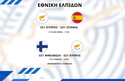Η κλήση της Εθνικής Ελπιδών με Ισπανία και Φινλανδία