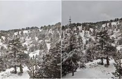 Χιονόπτωση στην κορυφή του Τροόδους 