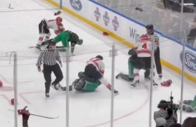 Άγριο ξύλο σε φιλανθρωπικό αγώνα χόκεϊ πυροσβεστών με αστυνομικούς-VID