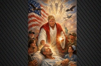 Τραμπ παρουσίασε τον εαυτό του ως Ιησού που προσφέρει ευλογία σε ασθενή.