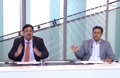 Η ανταλλαγή πυρών συνεχίστηκε για αρκετά λεπτά με τον Παρούτη να προσπαθεί να δαμάσει τα πνεύματα για να καταφύγει τελικά σε ένα σωτήριο διαφημιστικό διάλειμμα…