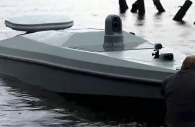 Tο θαλάσσιο drone που εντοπίστηκε το πρωί της Παρασκευής στη Λευκάδα.