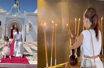Η δημοφιλής Ελληνοαμερικανίδα παρουσιάστρια ταξίδεψε στην Τήνο μαζί με την κόρη της, Αθηνά, επισκεπτόμενη τον Ιερό Ναό της Παναγίας Ευαγγελίστριας