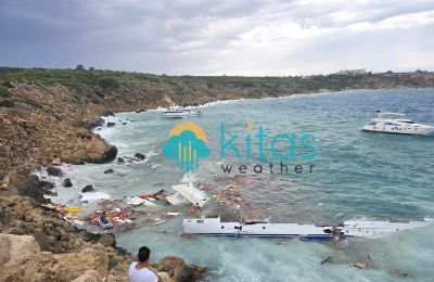 Βυθίστηκε σκάφος από την κακοκαιρία στο Κάβο Γκρέκο (ΕΙΚΟΝΕΣ)