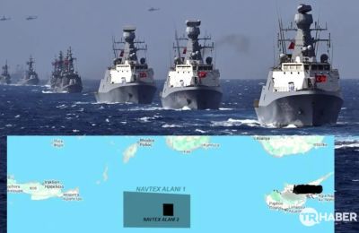 Πολεμικές ιαχές από το TRT Haber Savunma κατά της Ελλάδας και δημοσίευση χάρτη με το σημείο όπου λένε ότι θα συναντηθούν πολεμικά πλοία
