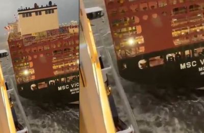 Κρουαζιερόπλοιο με πάνω από 3.300 άτομα έπεσε πάνω σε φορτηγό πλοίο
